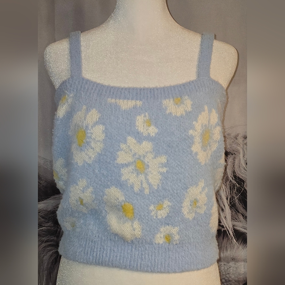 Floral Fuzzy Daisy Tank Top